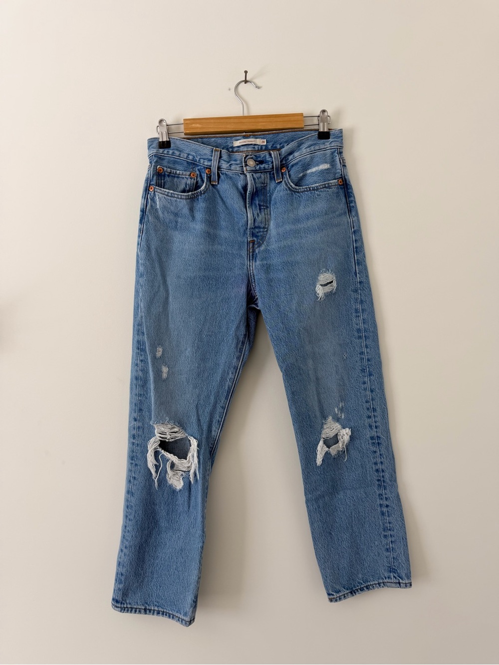 Levi's Wedgie Straight Light Blue Distressed Jeans